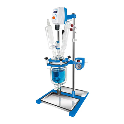 ابزار پزشکی رآکتور شیشه خلاء 1L 2L 5L رآکتور شیشه مخلوط کنترلر سرعت فرکانس متغیر واکنش شیشه ای