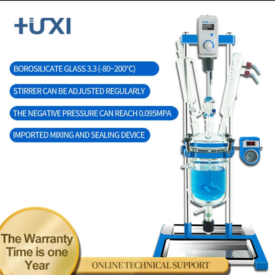 ابزار پزشکی رآکتور شیشه خلاء 1L 2L 5L رآکتور شیشه مخلوط کنترلر سرعت فرکانس متغیر واکنش شیشه ای